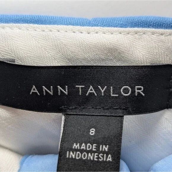 Ann Taylor Eva Fit High Rise Ankle Pants Size 8 Blue Career Office Spring - Picture 7 of 10